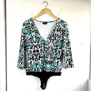 Bebe Cheetah Print Bodysuit Blouse